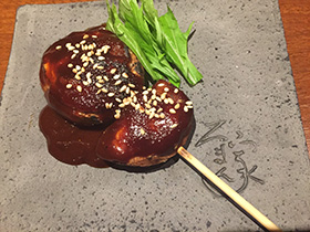 里芋と椎茸のとり味噌田楽串   250円